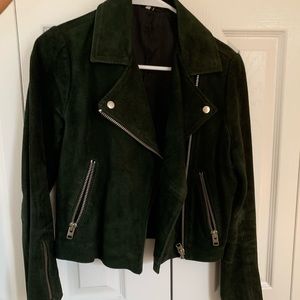Topshop hunter green size 4 suede moto jacket